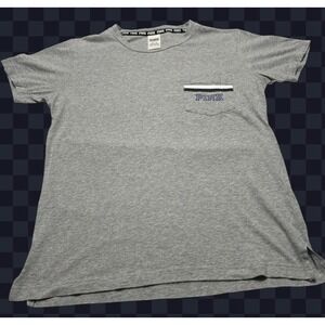 PINK Victoria's Secret Women's Gray Logo T Shirt Short Sleeve Cotton XS Tee